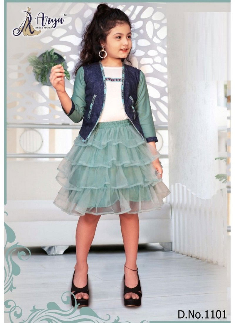 Sea Green Colour Arya Kriti Party Wear Soft Net frock Collection 1101